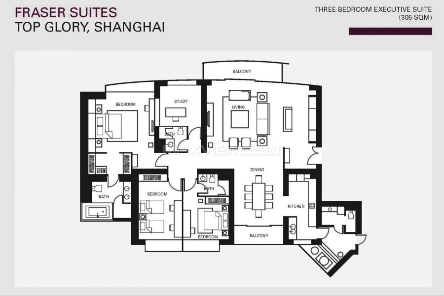 Property Shanghai Fraser Suite Top Glory 4bedroom 310sqm ¥80,000 SH017228