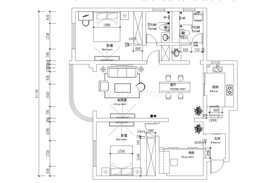 Apartment in Shanghai Jingwei Apartment 3bedroom 138sqm ¥25,000 SHR0173