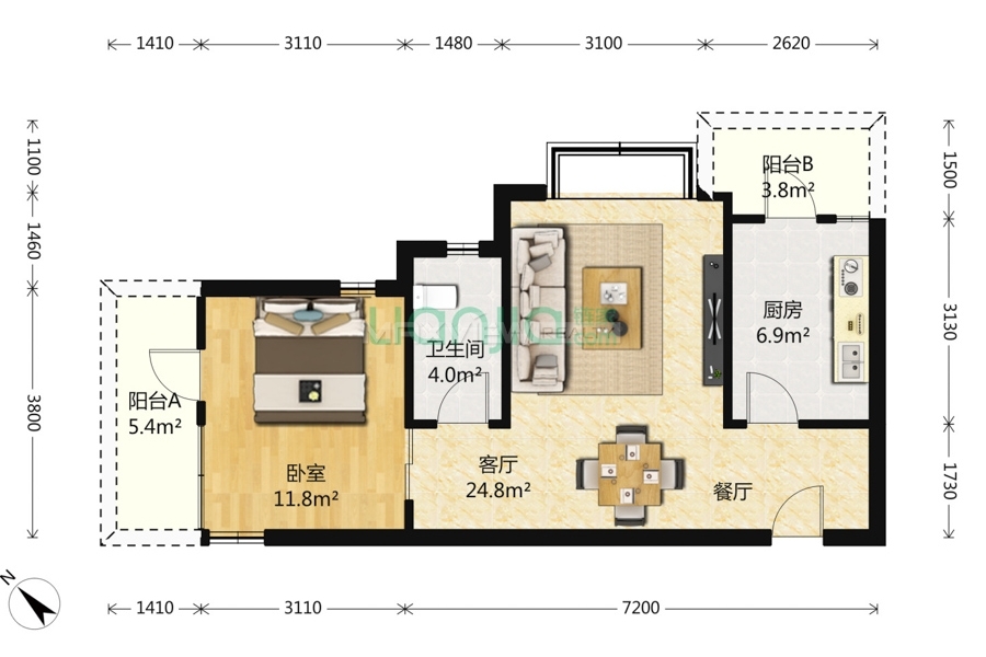 City Castle 1bedroom 76sqm ¥17,500 PRY9034